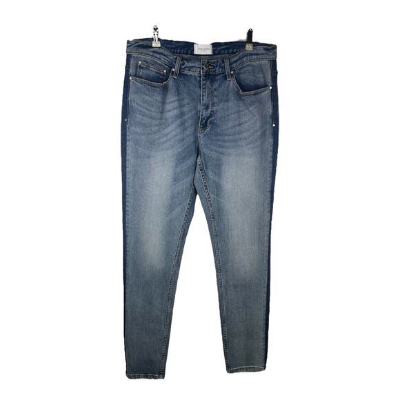 Ovadia & Sons Mens Denim Jeans Skinny Fit Blue‎ Wash Striped Casual Size 36 - Picture 2 of 8